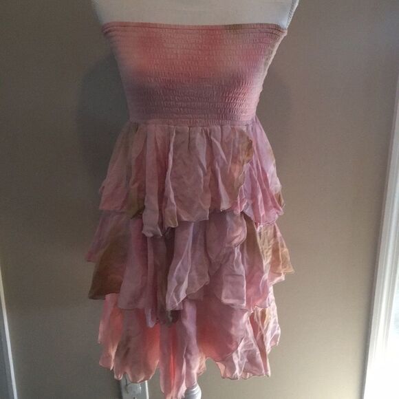Peppermint Bay Pink & Tan Tie Dye Dress/Cover-up - Picture 1 of 5